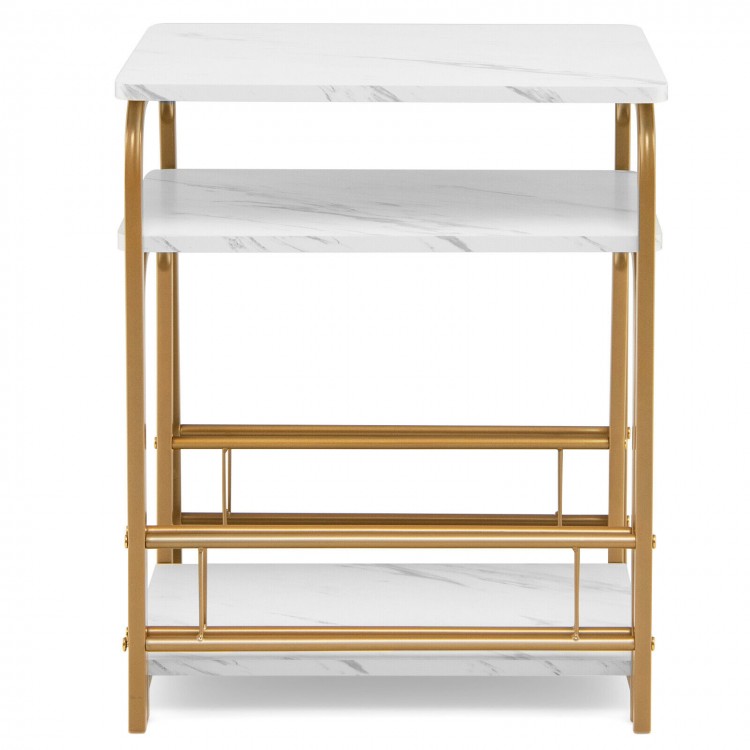 Compact faux marble nesting table in white with gold powder-coated steel frame, ideal for small spaces and versatile.